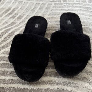 UGG Women's Plush Black Slippers